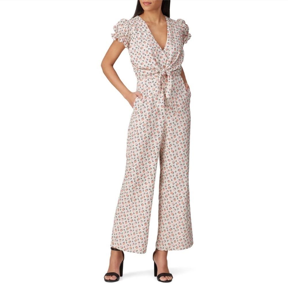 Capulet Jules Floral Jumpsuit Pink Orange Micro Floral Straight Leg XL